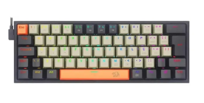 Teclado Mecânico Redragon Fizz RGB 60% - Switch Marrom | Novo e Lacrado