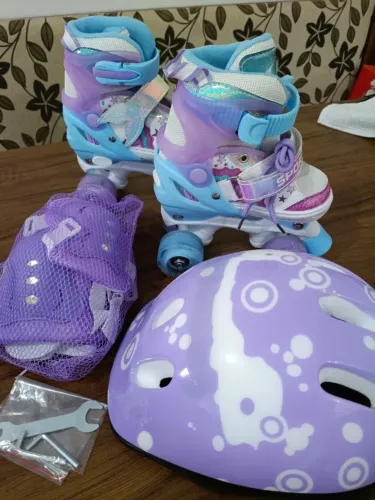 Patins 4 Rodas Com Led Patins Infantil Menina + Kit Proteção