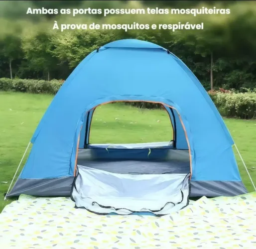 Barraca automática com 2 portas e proteção solar. Até 4 pessoas. Novos. Parcelo cartão.