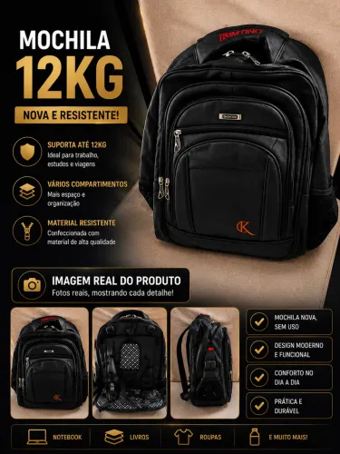 Mochila Executiva 12KG Nova | Resistente | Vários Compartimentos | Imagens Reais