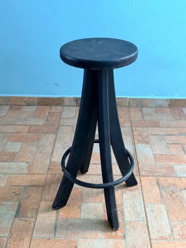 Jogo com 5 Banquetas Altas de Madeira Mobly - Ideal para Churrasqueira / Bar