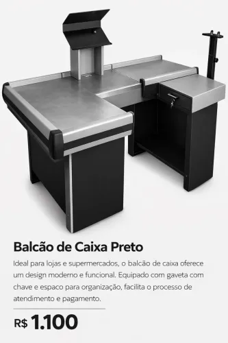 Balcão de caixa preto