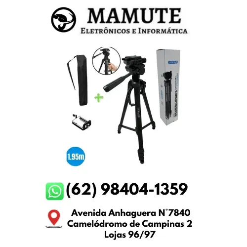 Tripé Para Câmera Fotográfica Com Nível 1.95m Celular Foto Video