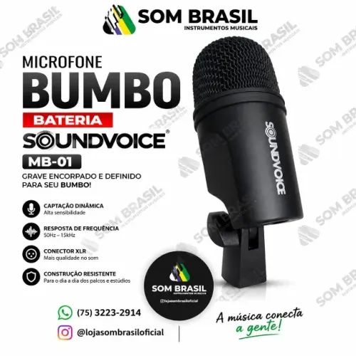 Microfone Soundvoice P/ Bumbo Para Bateria Mb-01