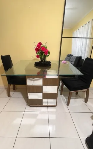 Mesa de vidro 140x140cm