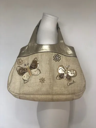 Bolsa Coach Original - Edição Borboletas - Dourado e Palha