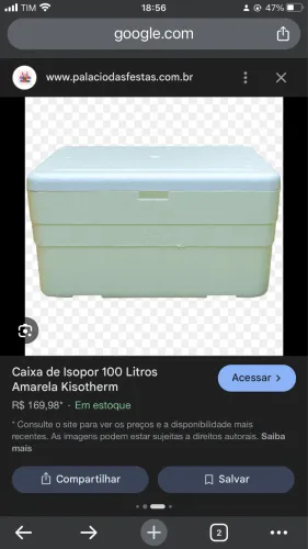 Caixa isopor 100 Litros