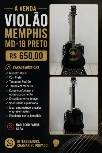 VIOLÃO ELÉTRICO MEMPHIS MD-18