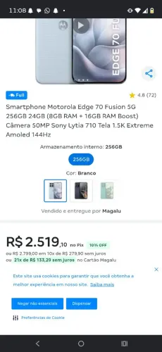 Motorola Edge 70 fusion novo