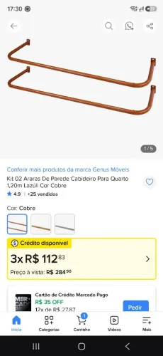 Kit 2 expositores araras de parede rose gold
