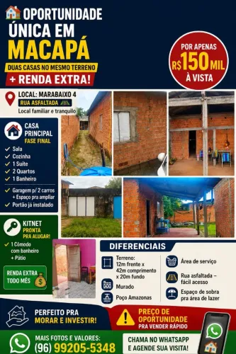 Duas casas +terreno grande, aberto a negociação