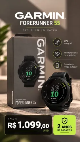 Relógio Garmin Forerunner 55 GPS lacrado 2 anos de garantia