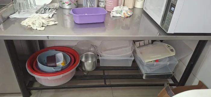Mesa tampo de inox