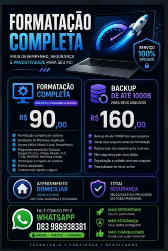 FORMATAÇÃO PC E NOTEBOOKS