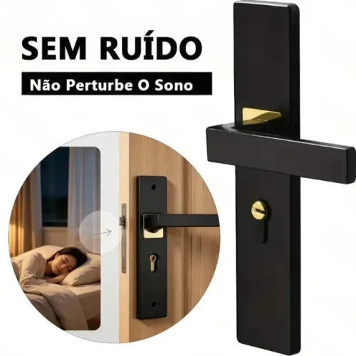 Fechadura Interna Quarto Maquina Reta Preto Fosco Preto