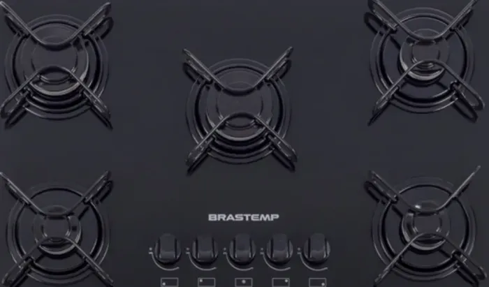 Cooktop 5 Bocas a Gás Vidro Preto Brastemp