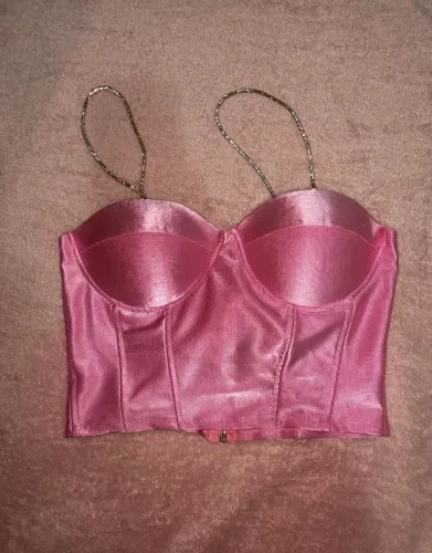 Blusa Cropped bojo meia taça rosa M