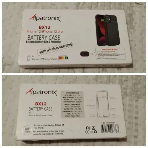 Capa com bateria para iPhone 12/12 Pro com carregamento sem fio (BX12) - novo!