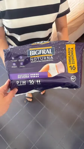 Fralda Descartável Bigfral Noturna P/M - Pacote c/ 16 Unidades
