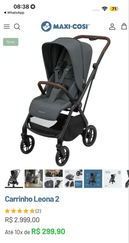 Kit carrinho leona 2 maxi cosi + bebê conforto marble + base marble para carro 