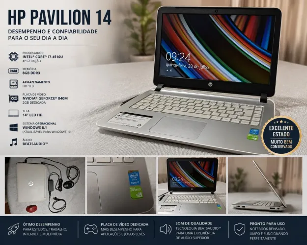 Notebook HP I7 4510u 8GB - nvidia - 1tb HD (som Beats)