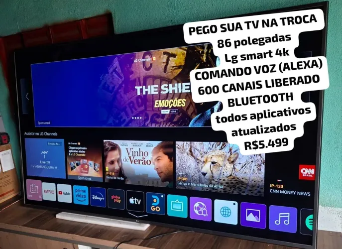 PEGO SUA TELEVISÃO NA TROCA 86 POLEGADAS LG 4K COMANDO VOZ (ALEXA) 600 CANAIS BLUETOOTH 
