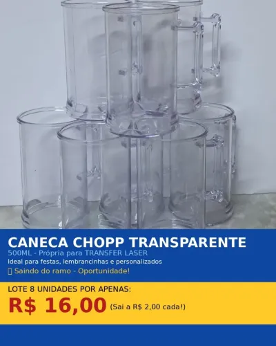 Caneca dechopp para tranfer /personalização 