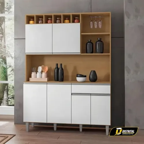 Armário de Cozinha Alice 6 Portas 1 Gaveta Pronta Entrega