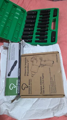 chave de impacto pneumática e catraca pneumática  de 1/2 e jogo de soquete  da 8 a 32