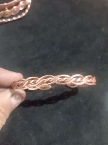 Pulseira de cobre natural artesanal ajustável