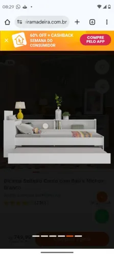 Cama infantil solteiro com nichos e baú.