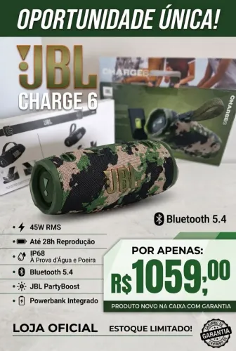 Caixa de Som JBL Charge 6 Camuflada