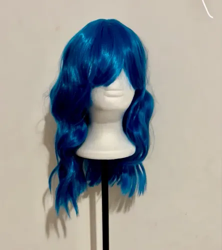 Peruca Azul Ondulada Long Bob Chanel