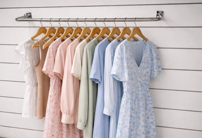 Kit com 6 Expositores  de Roupas, versátil e de fácil montagem