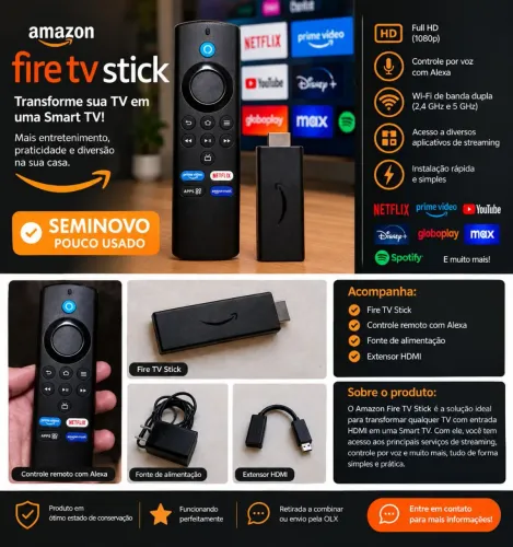 Amazon Fire TV Stick com Alexa - Seminovo