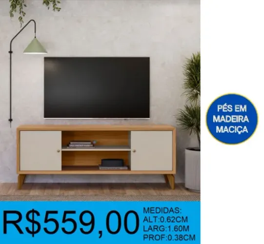 Rack pés de madeira maciça larg:1,60m alt:62cm - frete gratuito!
