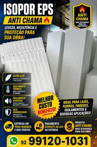 ISOPOR ANTI CHAMAS PARA ISOLAMENTO TERMICO DE PAREDE E FORRO