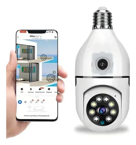 Camera Wifi 360° Lampada Dupla app ICSEE *NOVA*