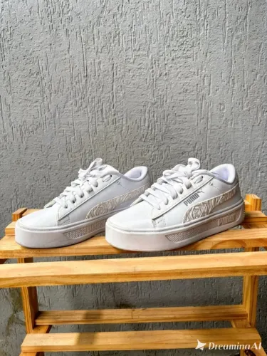 Tênis PUMA Smash Platform v3 Branco edição Silver Rose