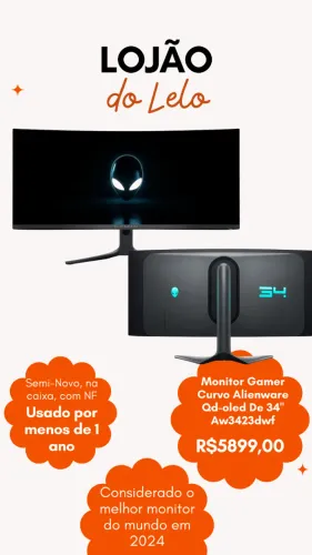 Monitor Gamer Curvo OLED Alienware 34 polegadas. Modelo Aw3423dwf