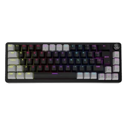 Teclado Mecânico PCYES Mecka 65% ABNT2 Red com Knob e RGB Rainbow-Loja Fs 