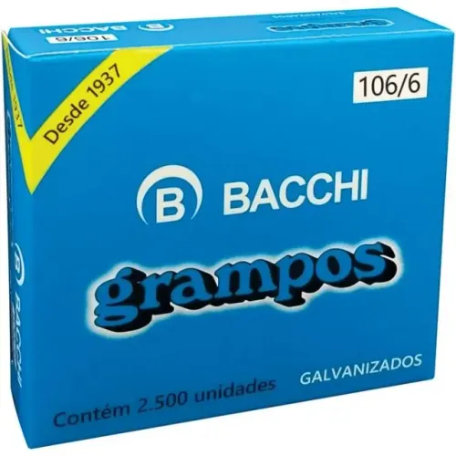 Grampo para Grampeador 106/6 Galvanizado com 2500 Grampos - Bacchi