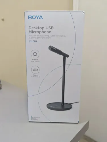Microfone de Mesa USB BOYA BY-CM1 - Novo na Caixa (Lives, PC, Home Office)