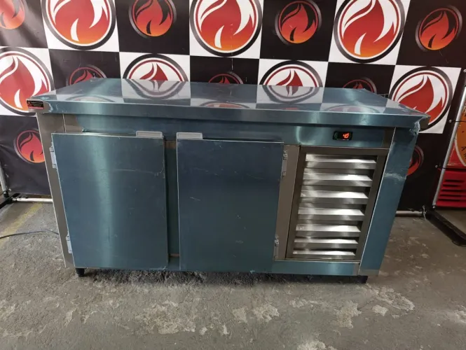 Balcão refrigerado 220 volts 2 portas industrial todo no aço inox por dentro e por fora