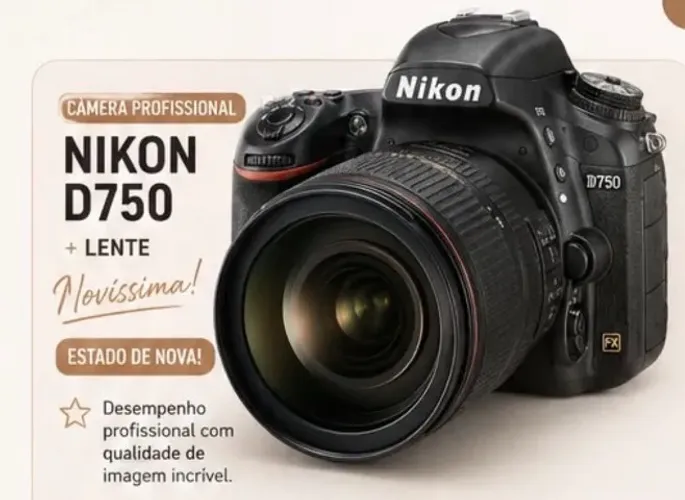 Máquina fotográfica profissional Nikon D750