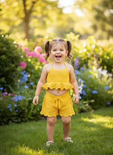 Conjunto Crochê Infantil (Top + Short) - Menina 4 Anos