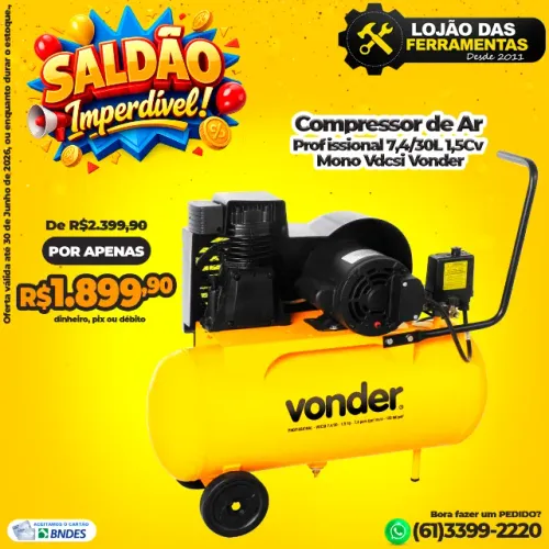 Compressor de Ar Profissional 7,4/30 1,5Cv Mono Vdcsi Vonder