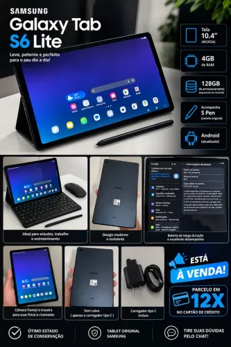 ? SAMSUNG GALAXY TAB S6 LITE 128GB - COMPLETO + TECLADO E MOUSE! ?