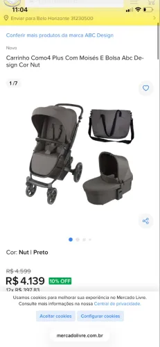 CARRINHO DE BEBÊ COMPLETO LUXO - ÓTIMA OPORTUNIDADE! ?