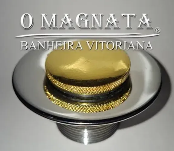 Válvula de Fundo, com tampa de rosca Dourada para Banheira e Cromado